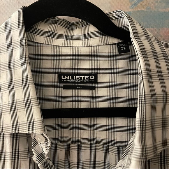 5/$25 Black and white glen plaid dress shirt - Picture 4 of 6